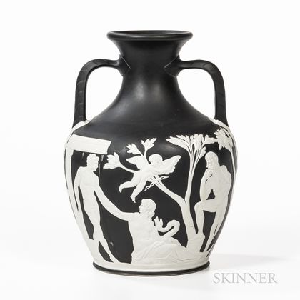 Wedgwood Black Decorated White Stoneware Portland Vase