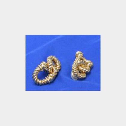 Pair 14kt Gold Knot Earclips