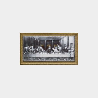 French Grisaille Enamel Panel Depicting the Last Supper