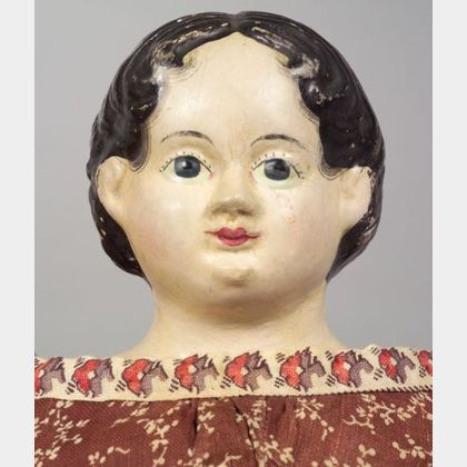 Small Papier-mache Greiner Doll with 1858 Label