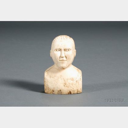 Carved Whale's Tooth Bust of a Man