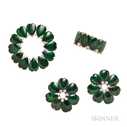 14kt Gold, Jade, and Diamond Suite, Shreve, Crump & Low Co.
