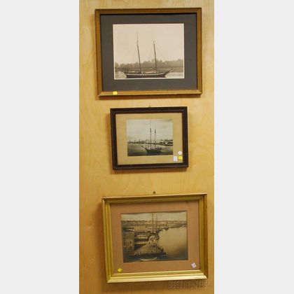 Three Framed Late 19th/Early 20th Century Photographs of Ships and Harbor Scenes
