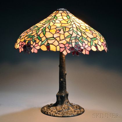 Large Mosaic Glass Table Lamp Attributed to Chicago Mosaic Glass Co. 