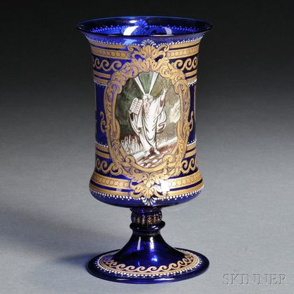 Venetian Blown Cobalt Glass Kiddush Cup