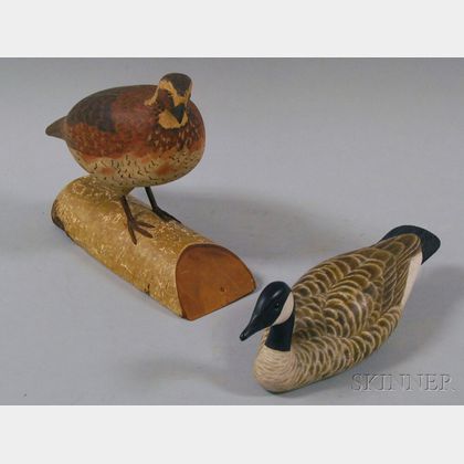Two Painted Bird Carvings