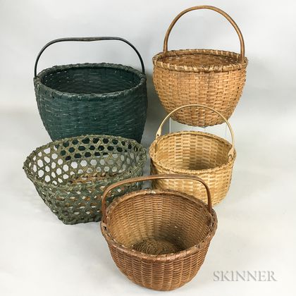 Nine Woven Splint Baskets