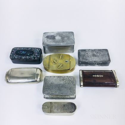Eight Mostly Metal Snuff Boxes