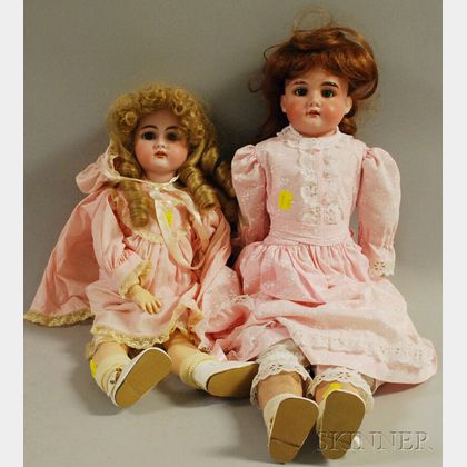 Two German Bisque Socket Head Dolls