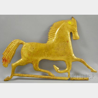 Gilt Molded Copper "Blackhawk" Running Horse Weather Vane