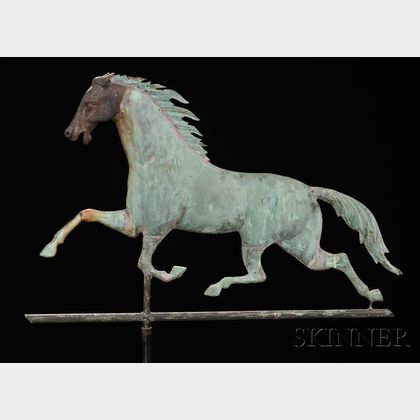 Molded Copper and Cast Iron Running Horse Weathervane