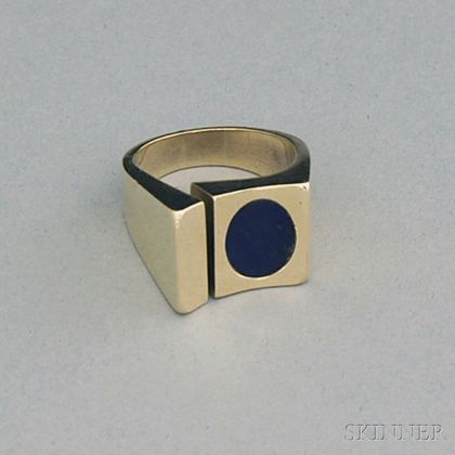 Danish Modernist 14kt Gold and Lapis Lazuli Ring