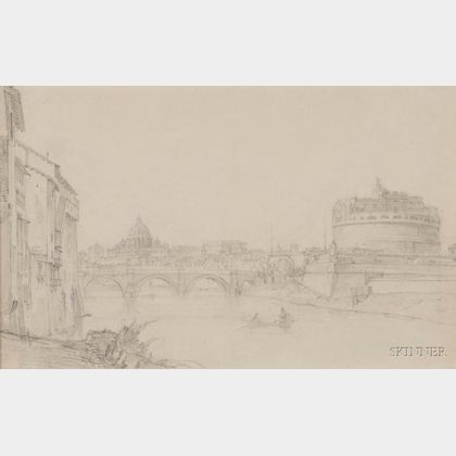 Continental School, 19th Century View of the Castel Sant'Angelo from the Tiber