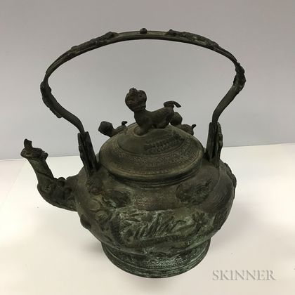 Large Bronze Handled Teapot