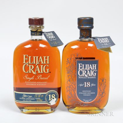 Elijah Craig Single Barrel 18 Years Old, 2 750ml bottles 
