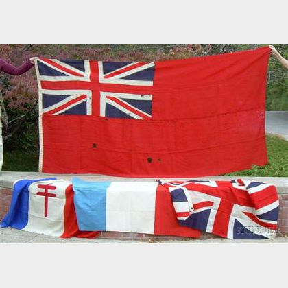 Four Mostly Wool British and Other Foreign Flags