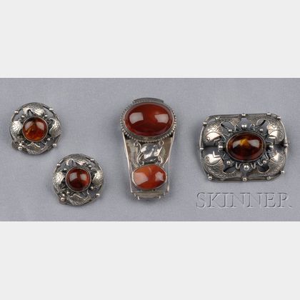 Sterling Silver and Amber Suite, Denmark