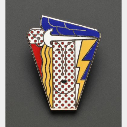 Artist-Designed Pop Art "Modern Head" Pendant/Brooch, Roy Lichtenstein