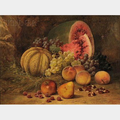 William Mason Brown (American, 1828-1898) Fruit Still Life en Plein Air.