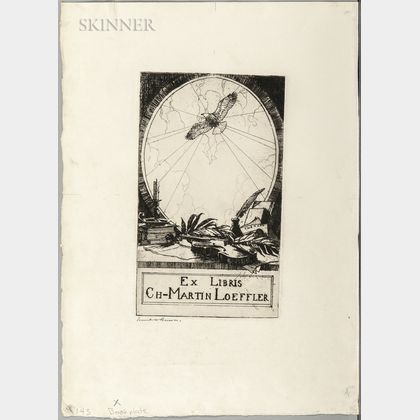 Frank Weston Benson (American, 1862-1951) Bookplate of Charles Martin Loeffler