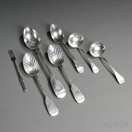 Seven Pieces of English Sterling Silver Flatware