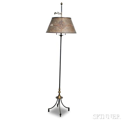 Metal Floor Lamp with Isinglass Shade