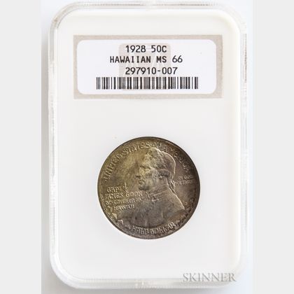 1928 Hawaiian Commemorative Half Dollar, NGC MS66. Estimate $3,000-5,000