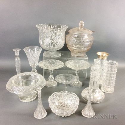 Fifteen Pieces of Colorless Cut Glass Tableware