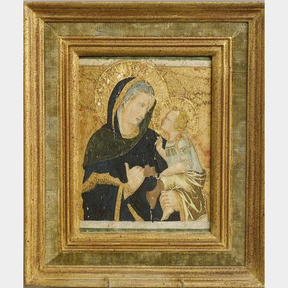 Italian Renaissance-style Painted Icon of the Madonna and Child