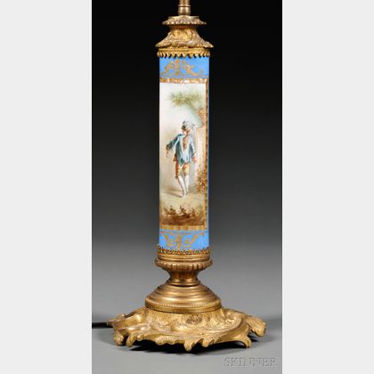 Sevres-style Porcelain and Dore Bronze Lamp Base