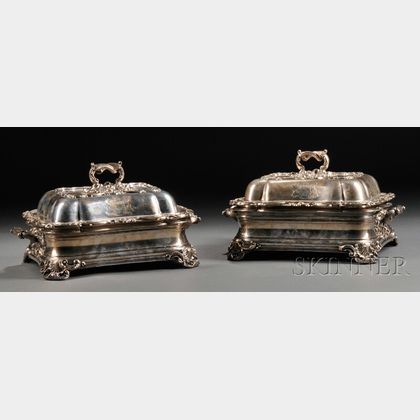 Pair of Sheffield Silver and Silver-plated Servers and Covers