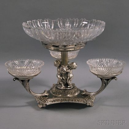Silver-plated and Crystal Epergne