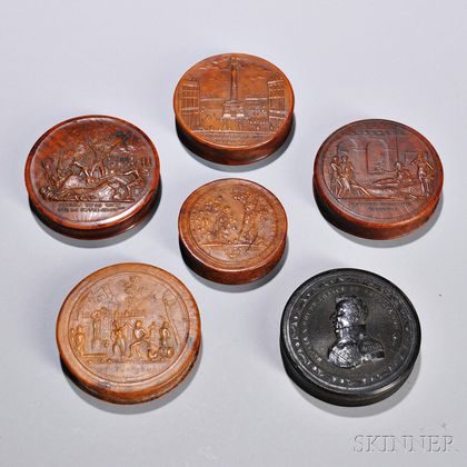 Six Carved Snuff Boxes