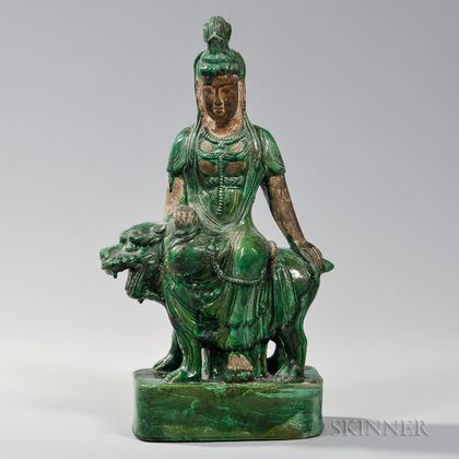 Green-glazed Pottery Figure of Guanyin