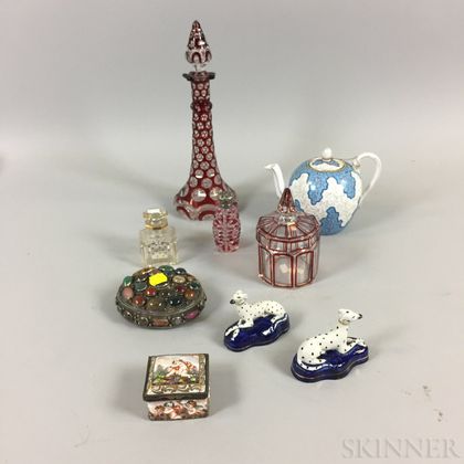 Nine Decorative Glass and Ceramic Items