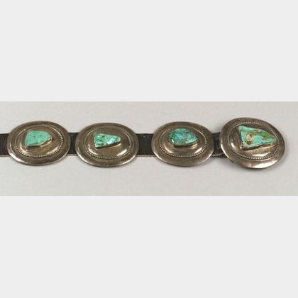 Southwest Silver and Turquoise Concha Belt