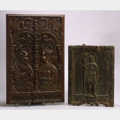 Two Continental Carved Oak Panels