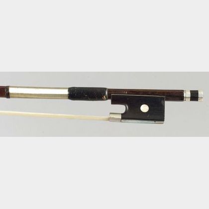French Silver Mounted Violin Bow, School of Peccatte