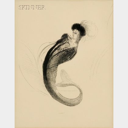 Odilon Redon (French, 1840-1916) Untitled (Femme coiffee d'une toque et rejetant le buste en arriere)