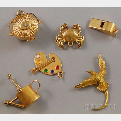 Six Assorted Gold Charms