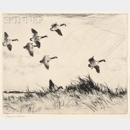 Frank Weston Benson (American, 1862-1951) Geese Over a Marsh