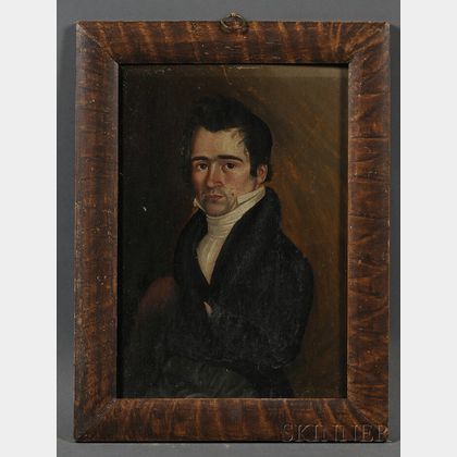 American School, 19th Century Portrait of Benjamin Metcalf of Wilmington, Vermont