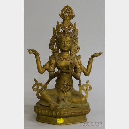 Asian Brass Buddhist Figure Depicting Vishnu Seated