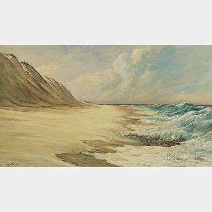 W. Francis Snow (American, 19th/20th Century) Sand Dunes and Crashing Waves