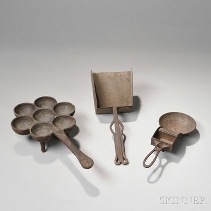 Three Iron Hearth Cooking Implements