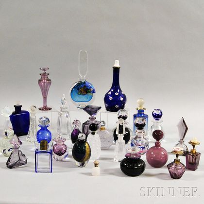 Twenty-eight Art Glass Perfumes including Pairpoint