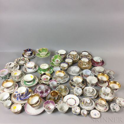 Large Group of Porcelain Teacups and Saucers. Estimate $100-150