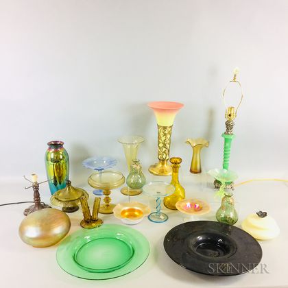 Twenty Pieces of Colored Art Glass. Estimate $20-200