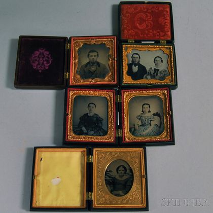 Five Sixth-plate Ambrotype and Tintype Portraits