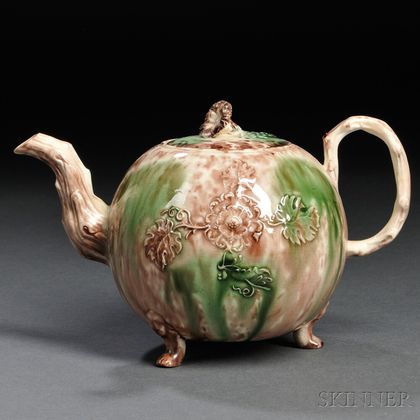 Staffordshire Cream-colored Earthenware Teapot and Cover